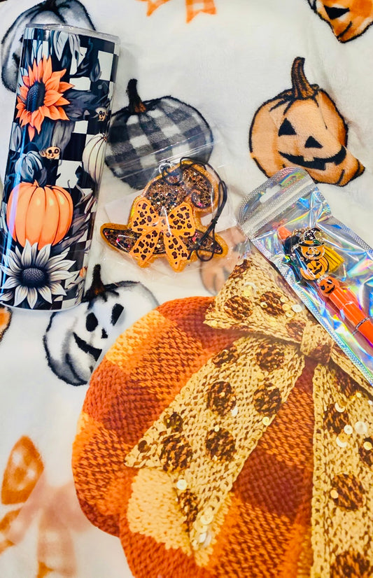 Halloween Bundle includes Blanket, Tumbler, Freshie and Beaded Pen Shipped