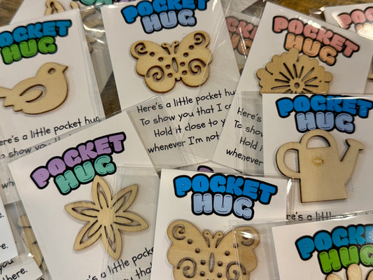 Wooden Pocket Hug! So cute! Great Gift for any age!!! On sale!!! Sent random